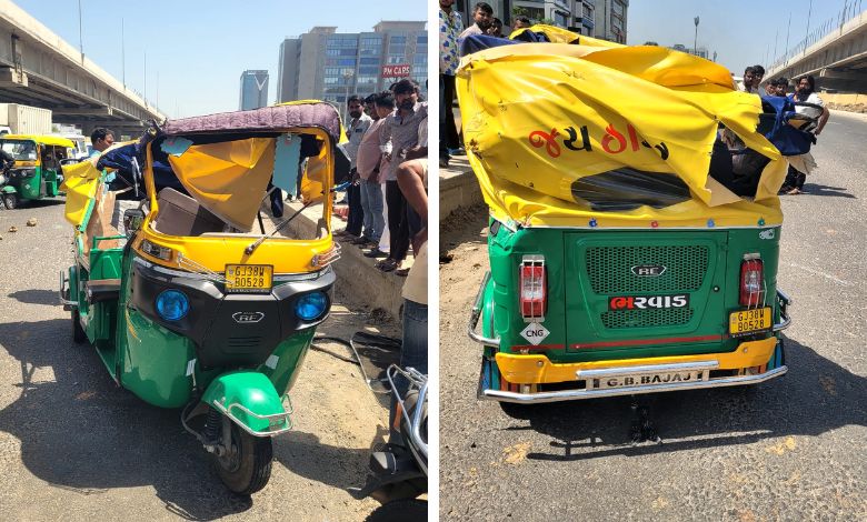 અમદાવાદના SG હાઈવે પર બ્રિજનું પતરું રિક્ષા પર પડતા શ્રમિકનું મોત, અન્ય લોકોને ઇજા