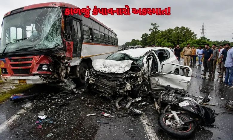 ખુશીઓ માતમમાં ફેરવાઈ: જળગાંવમાં ત્રિપલ અકસ્માત, ગુજરાતના પાંચ લોકોના મૃત્યુ, કારમાં ફસાયેલા બાળકનો આબાદ બચાવ