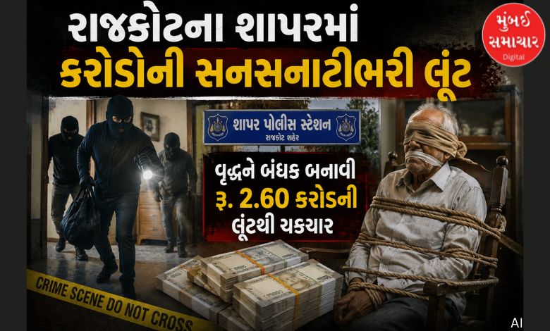 રાજકોટના શાપરમાં કરોડોની સનસનાટીભરી લૂંટ, વૃદ્ધને બંધક બનાવી રૂ. 2.60 કરોડની લૂંટથી ચકચાર