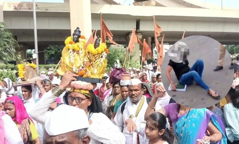 પુણે પાલખી યાત્રામાં મહિલાનો હોબાળો: પોલીસ સાથે બોલાચાલી કરી રસ્તા વચ્ચે સૂઈ ગઈ, જુઓ વાયરલ વીડિયો