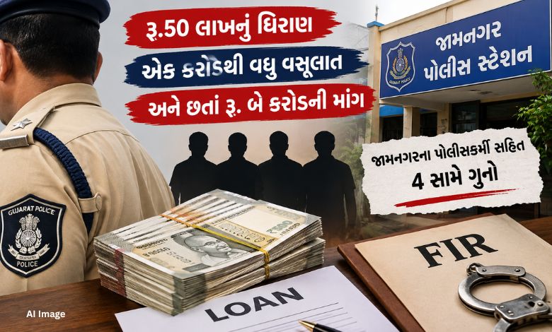રૂ.૫૦ લાખનું ધીરાણ, એક કરોડથી વધુ વસૂલાત અને છતાં રૂ. બે કરોડની માગ: જામનગરના પોલીસકર્મી સહિત 4 સામે ગુનો