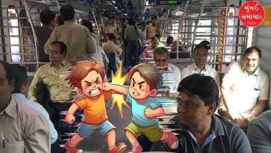 મુંબઈ લોકલ ટ્રેન અને રેલવે પોલીસ તપાસ કરતી પ્રતિકાત્મક તસવીર.