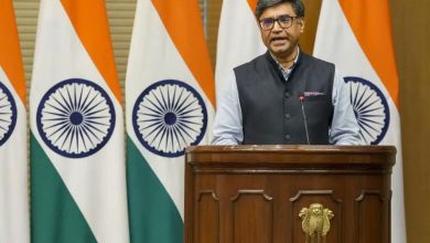 Foreign Secretary Vikram Misri addressing a press conference regarding India's energy policy.